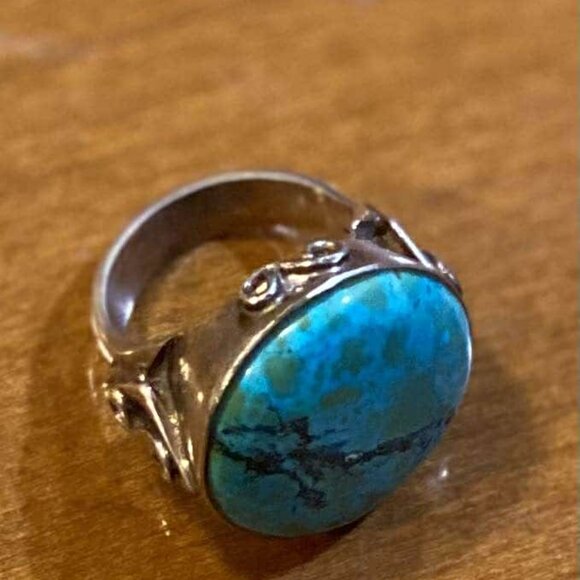 Vintage Sterling Silver Turquoise Statement Ring – Size 7.5 - Picture 7 of 10